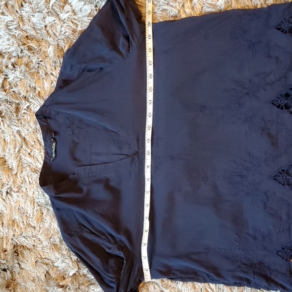 MASSIMO DUTTI navy embroidered top - Picture 7 of 14